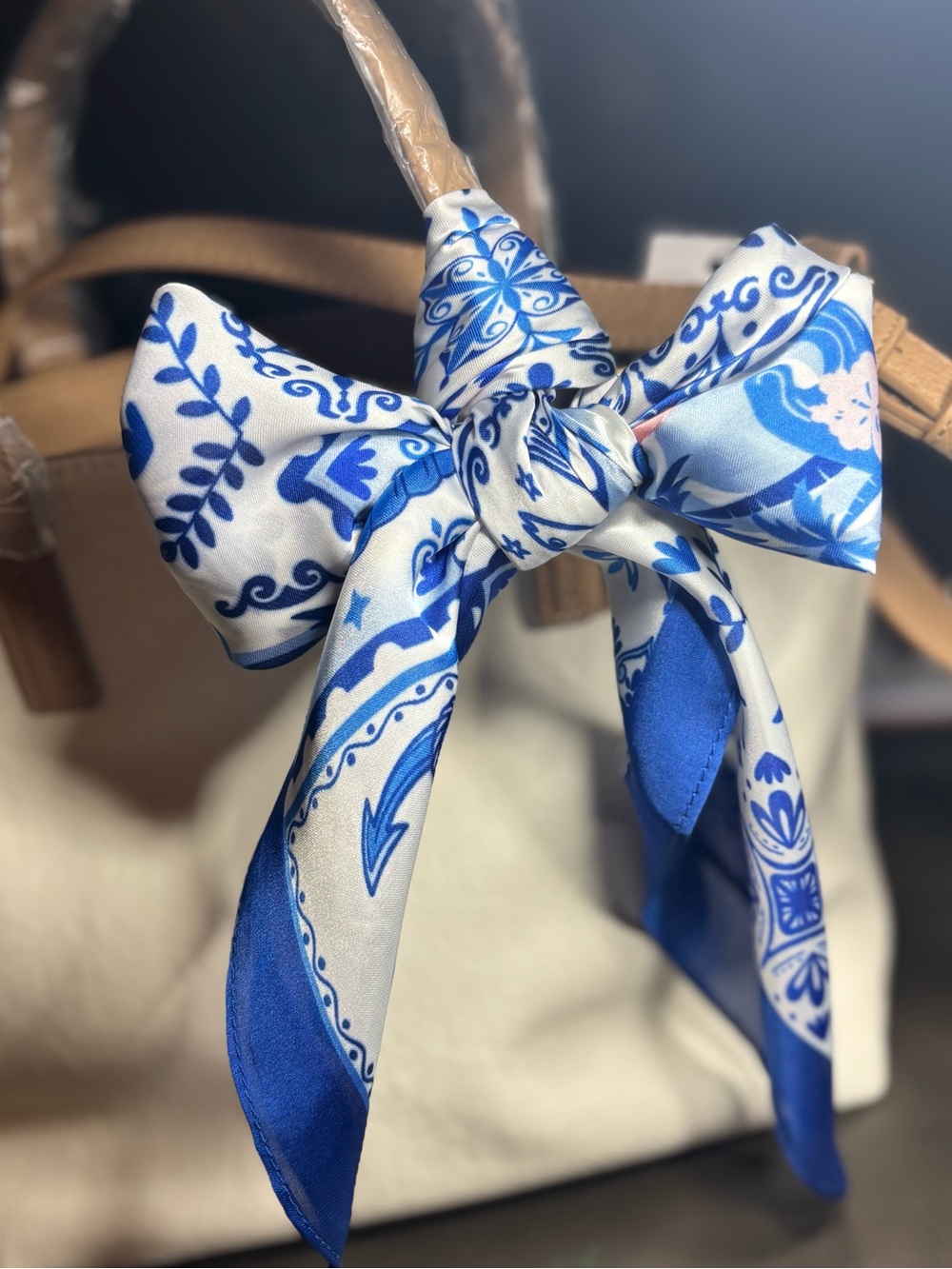 New Nautical Blue & White Scarf 26” Square Twilly Shells, Anchors & Palm Print
